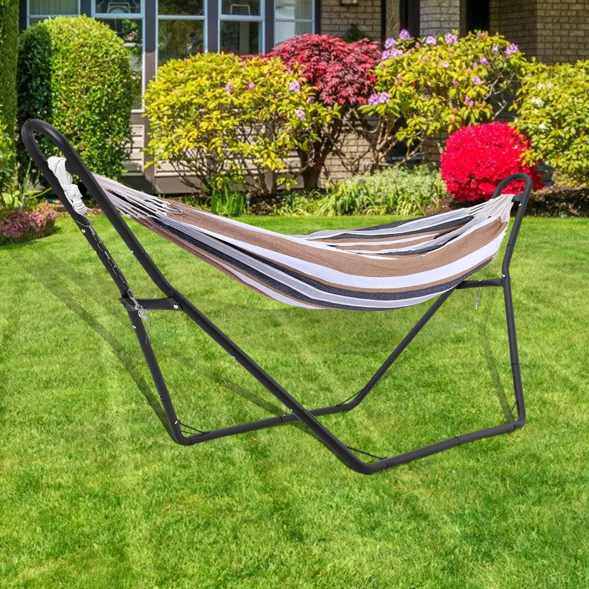 Adjustable Double-Bar Hammock Stand for 9-14 ft Hammocks, 550 lb Capacity, Indoor/Outdoor, Stand Only