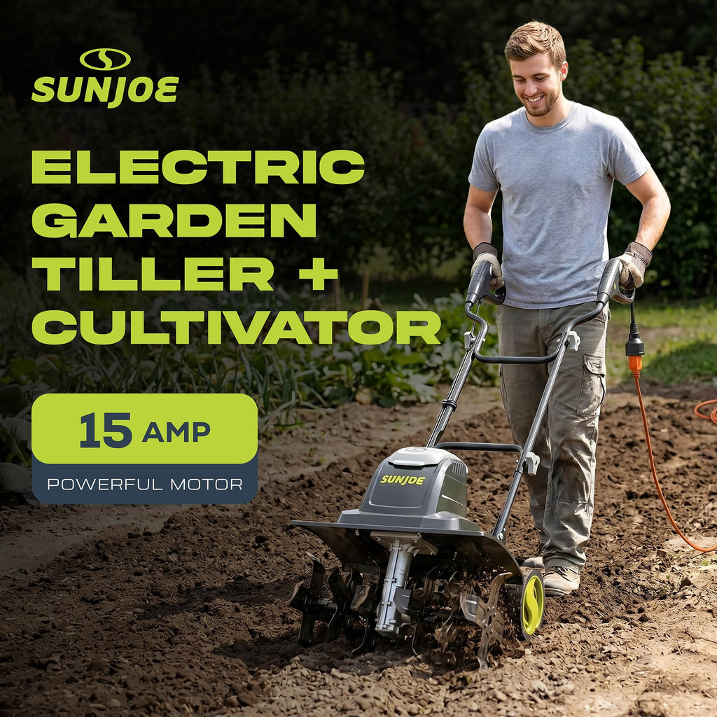 15.0-Amp 16-Inch Electric Tiller/Cultivator w/ 6-In Wheels