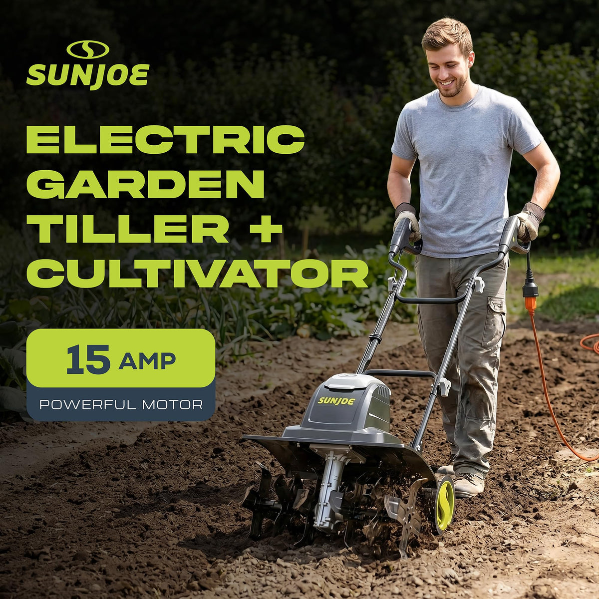 15.0-Amp 16-Inch Electric Tiller/Cultivator w/ 6-In Wheels