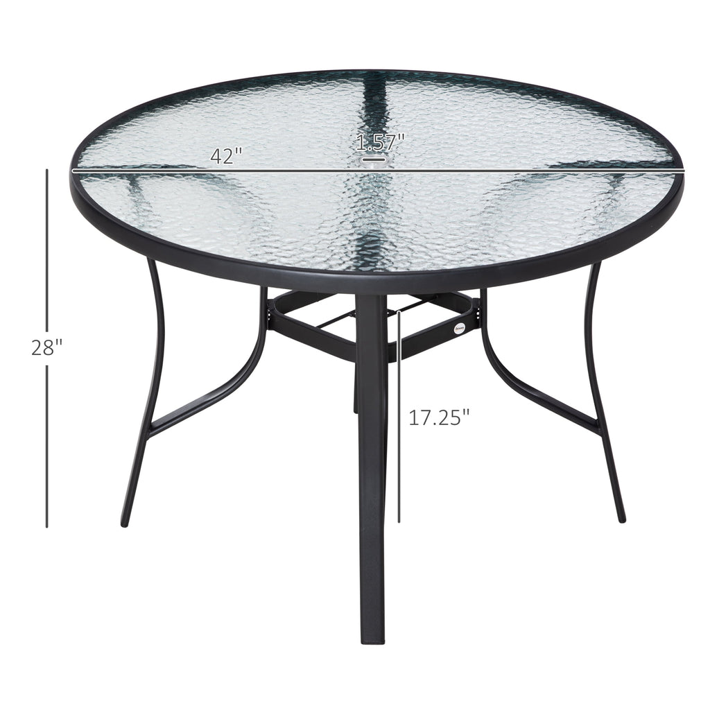 Outsunny 42-inch Round Steel Outdoor Dining Table with Umbrella Hole, Steel
