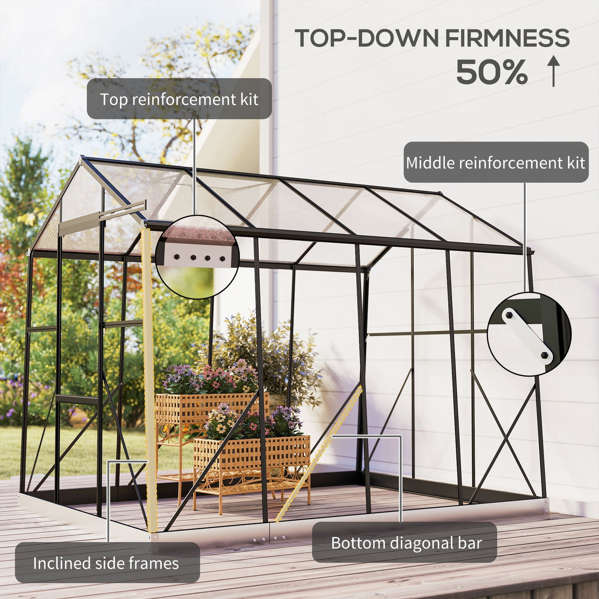 Outsunny 6' x 8' Polycarbonate Greenhouse Aluminium Walk-in Green House
