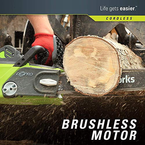 Greenworks 40V 14" Cordless Brushless Electric Chainsaw, 2.0 Ah Battery and Charger Included [75+ Compatible Tools]