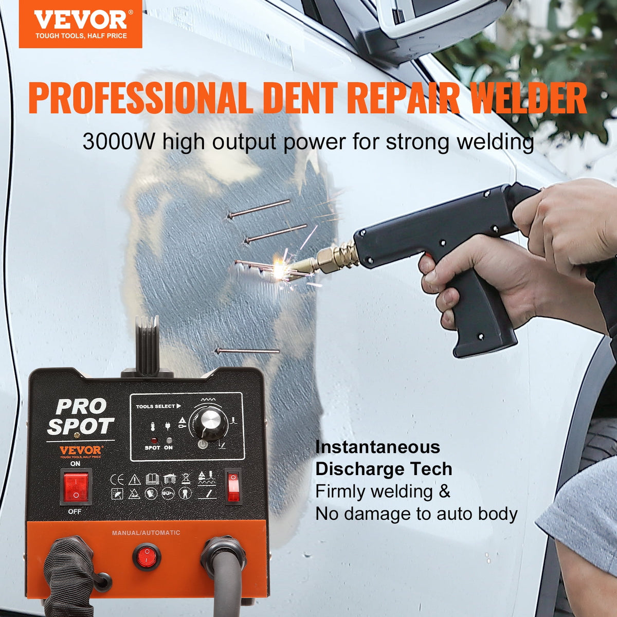 VEVOR 3kW Stud Welder Dent Repair Kit, Spot Welder with 6 Welding Modes and 16 Types of Accessories