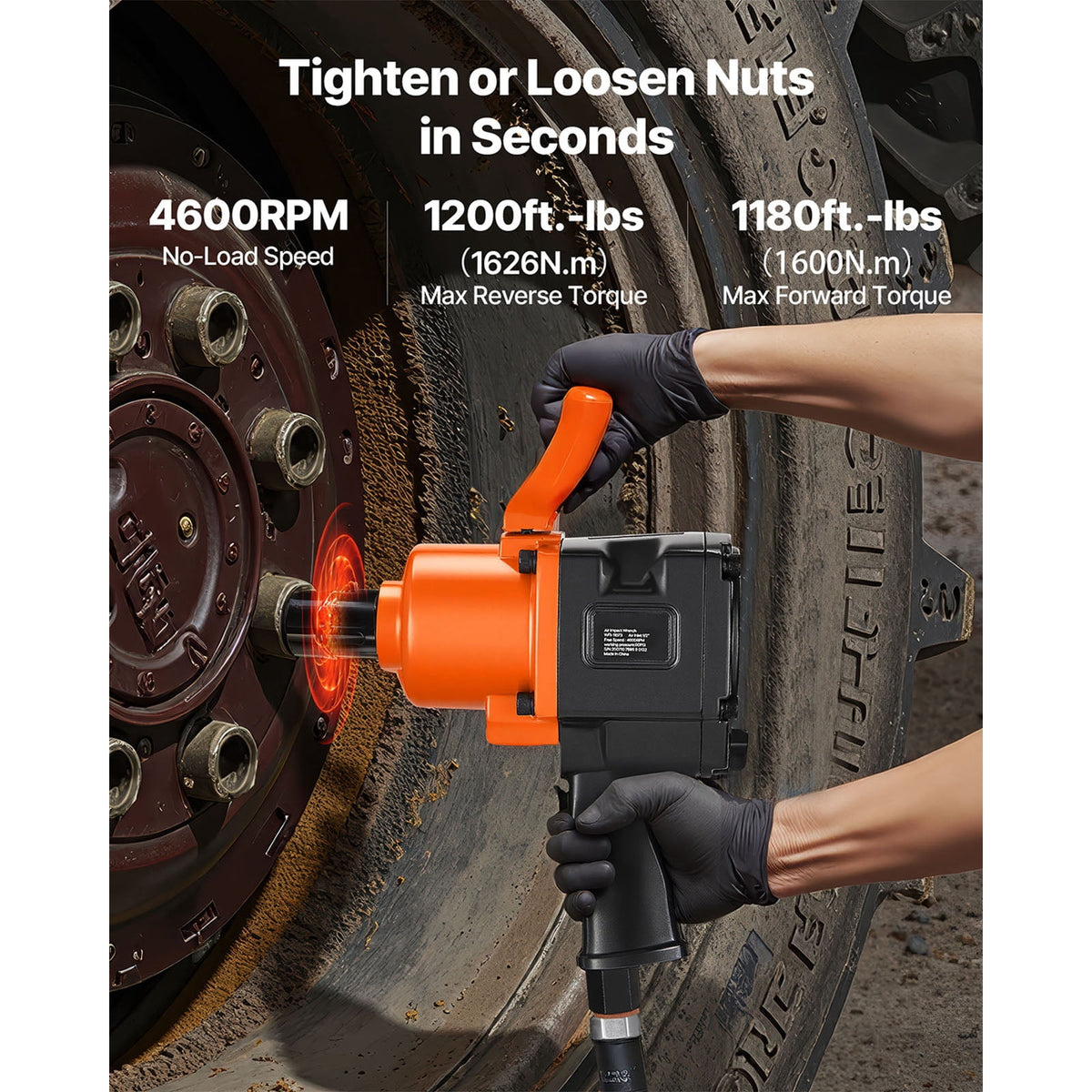 KFFKFF 1 Inch Air Impact Wrench, Up to 1200 ft-lbs Nut-Busting Torque, 16.4 lbs Lightweight Pneumatic Impact Gun with Double Handles