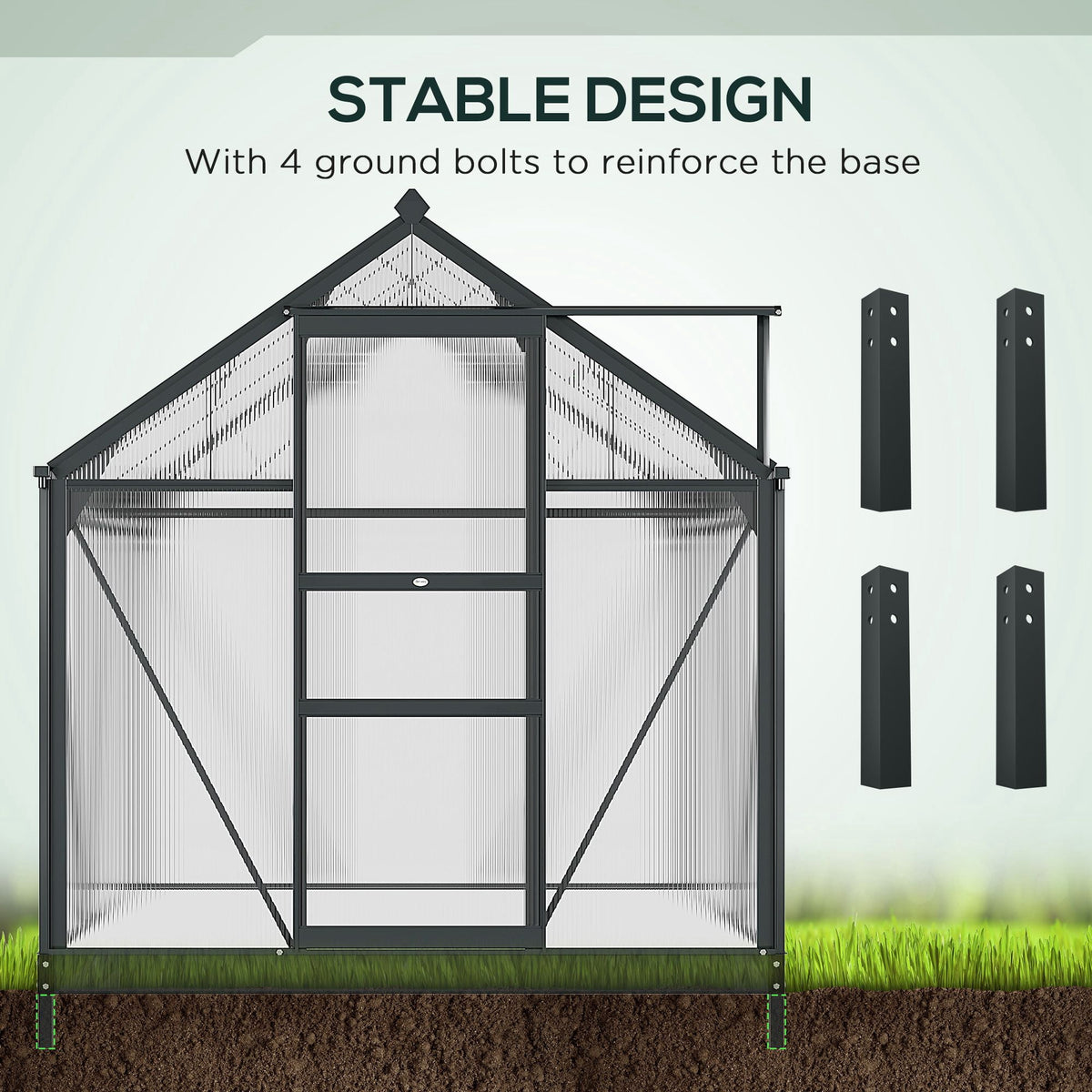 CoSoTower Greenhouse Garden, Green House, Outdoor Greenhouse Kit, PC Board with Sliding Door, 6.2' x 6.3' x 6.6', Grey