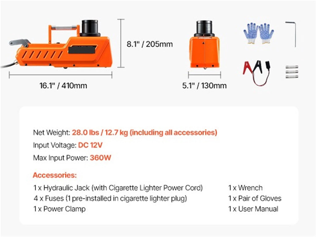 Electric Car Jack 15T Adjustable Electric Scissor Jack 12V Dual-Powered Tire Changer With LED Light For Sedan, SUV, Truck ,Easy to Operate