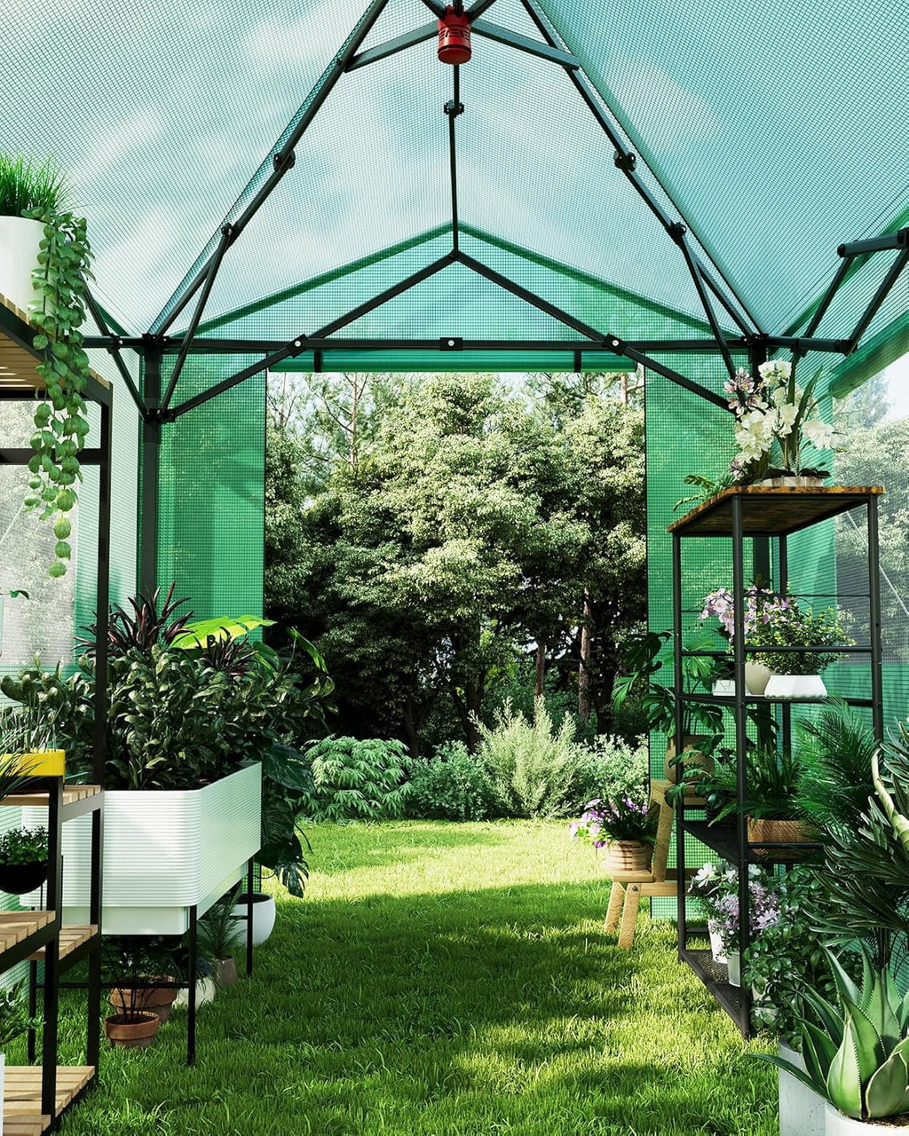 Garvee Pop up Walk-in Greenhouse, 8'x6', for Garden Patio Backyard, Green