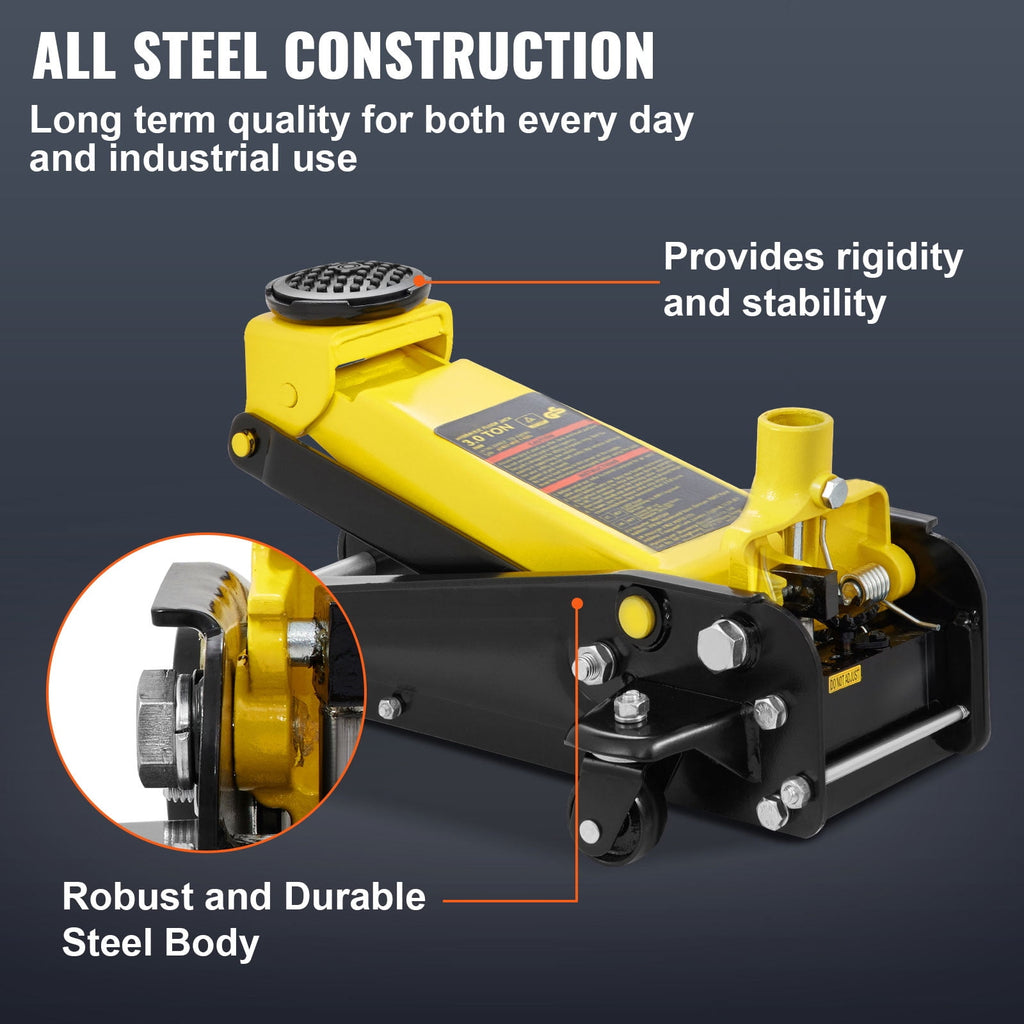 KFFKFF Floor Jack, 3 Ton Ground Jack, Robust Steel Sport Ground Jack with Single Piston Rapid Elevation Pump, Ground Jack Elevation Scope 5.12"-20"