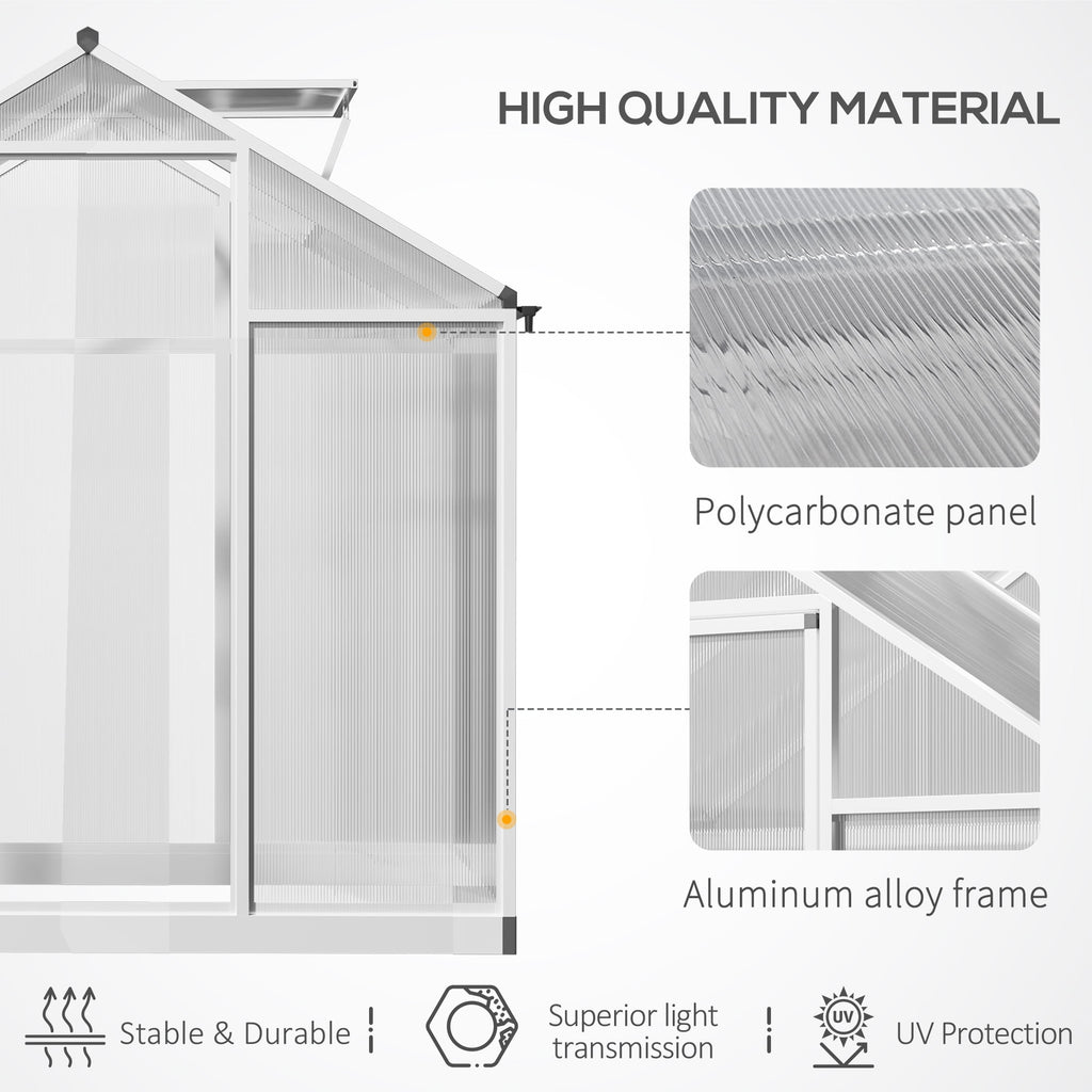 CoSoTower 4' x 6.2' x 6.4' Walk-in Garden Greenhouse, Polycarbonate Panels Plants Flower Growth Shed, Cold Aluminum Frame Outdoor Portable Warm House