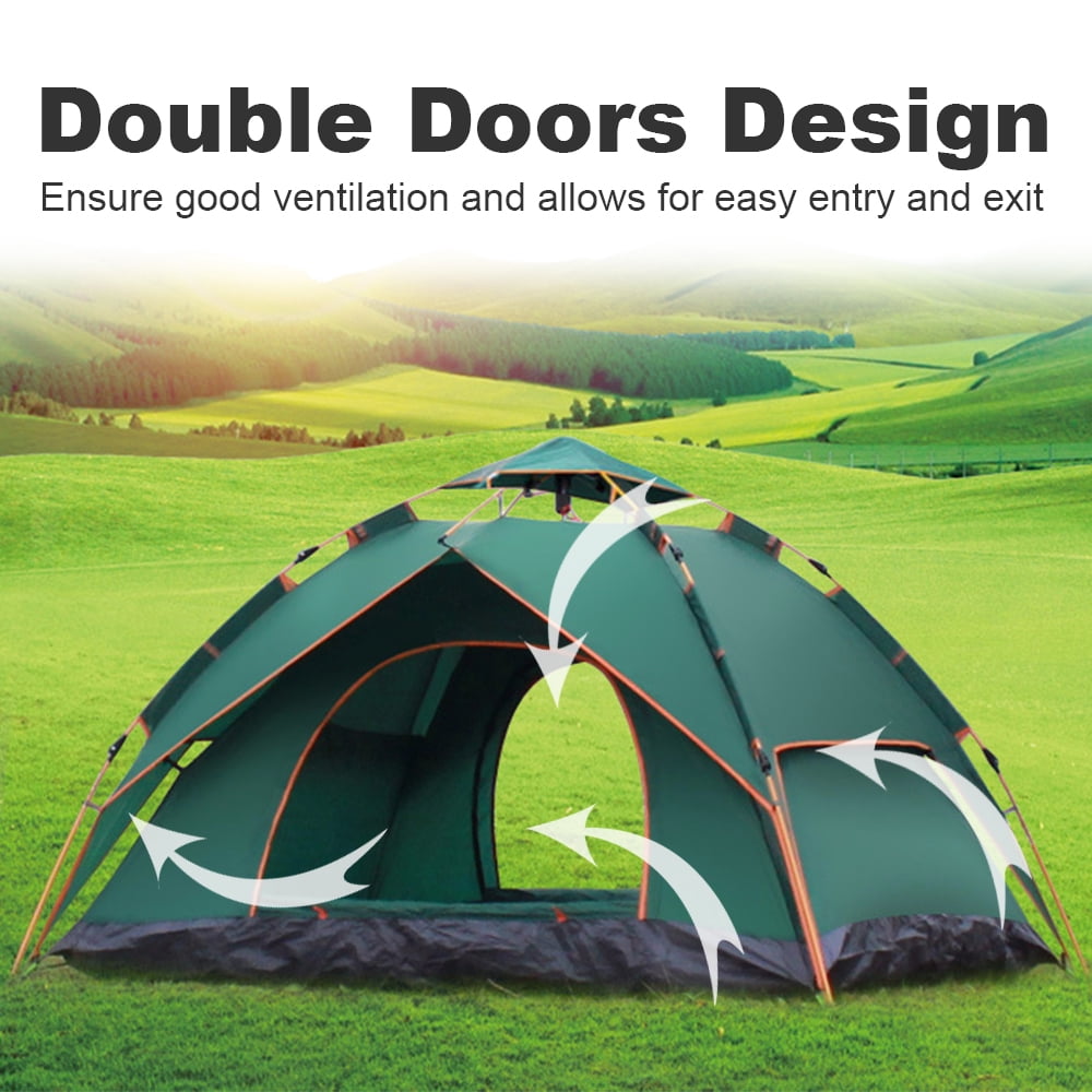 Instant Pop Up Tent for 3-4 Person Automatic Camping Tent Dome Tent Double Layer Waterproof Family Tent for Hiking Backpacking Beach