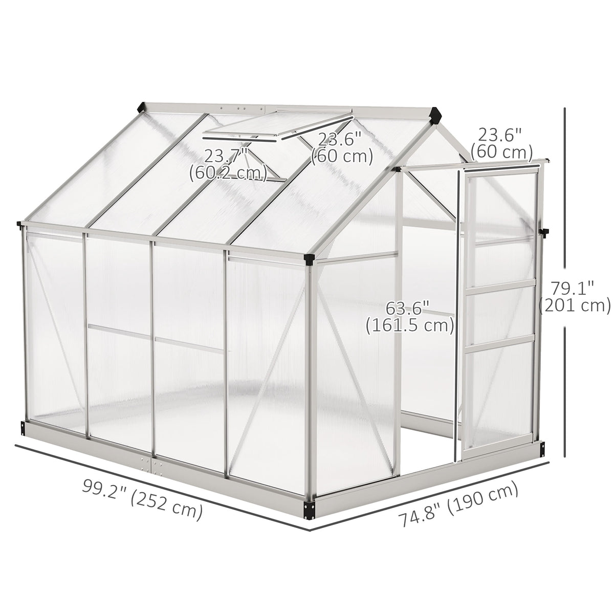 Outsunny Greenhouse, Walk-In Hot House, Clear PC Board with Sliding Door
