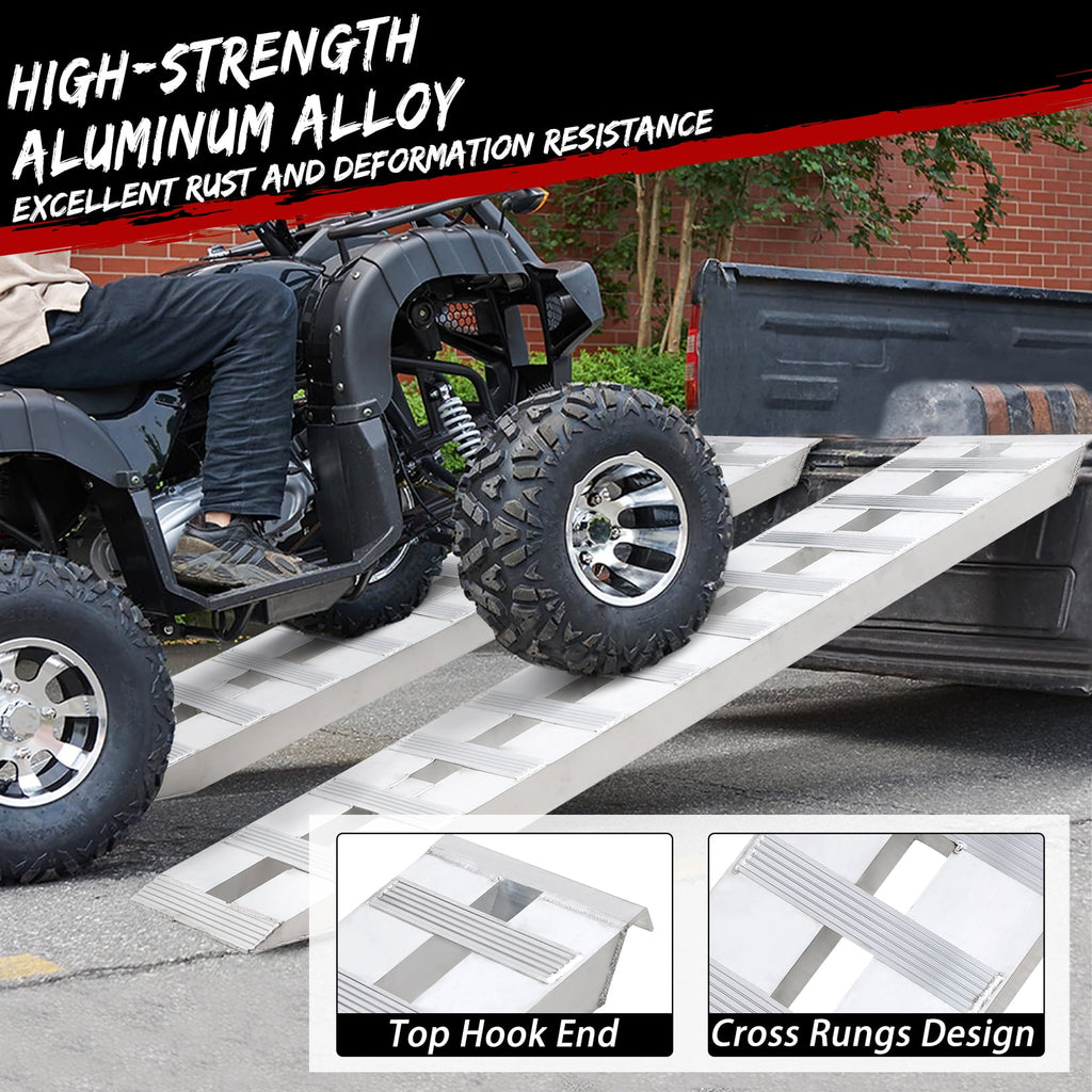 Aluminum Loading Ramps, 6000lbs Capacity for ATV, Motorcycle, Quad, Lawn Mower, Snow Blower, 72"x15", 2pcs