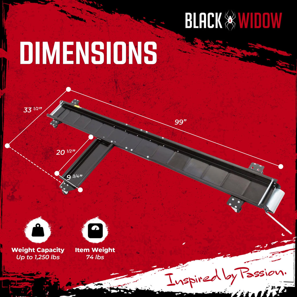 Black Widow Heavy Duty Motorcycle Dolly, Chopper & Cruiser Garage Storage Ramp, Black