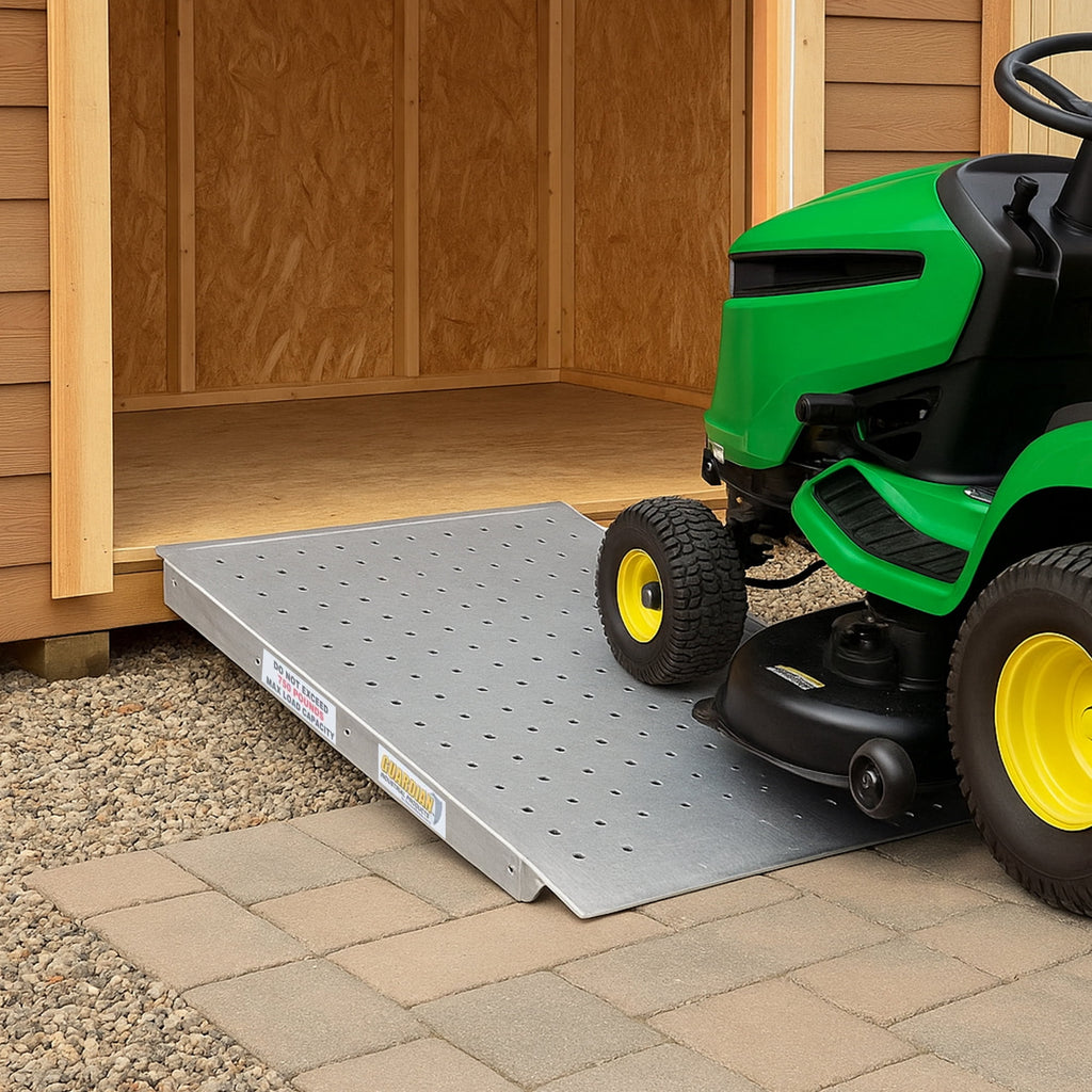 Guardian 2 Pack Heavy Duty Aluminum Shed Ramps, Portable Loading for Mowers, ATV, Silver