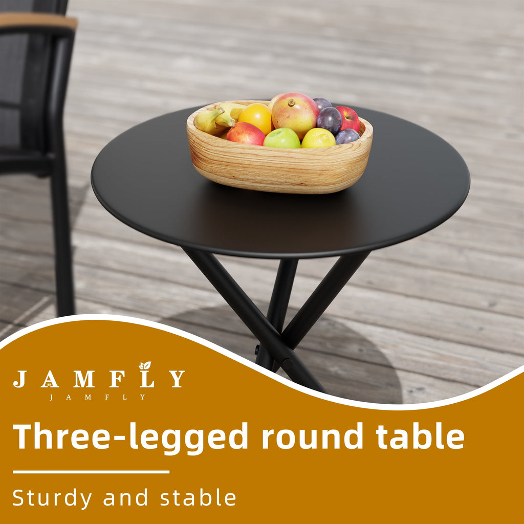 3-Piece Patio Bistro Sets, Outdoor Breathable Rocking Chairs & Black Furniture Conversation Set-Two Chairs with Coffee Table Black