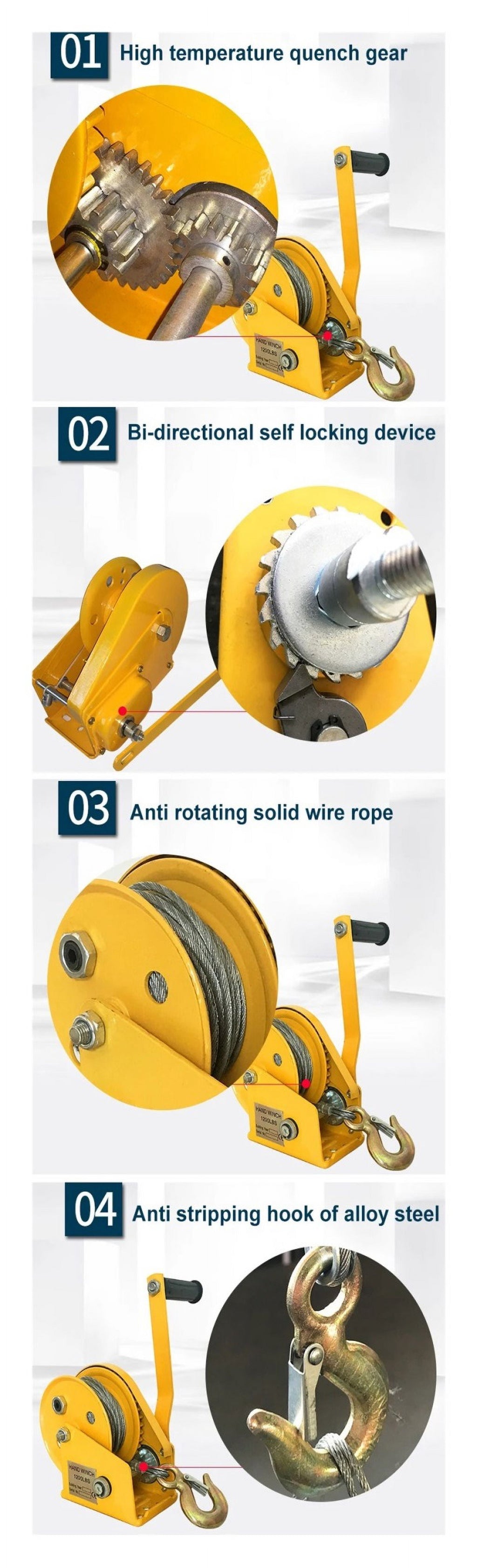 1800lbs Manual Hand Winch With Brake, Automatic Hand Crank Tripod Winch Vertical Lifting Capstan ,Excellent Towing Capacity