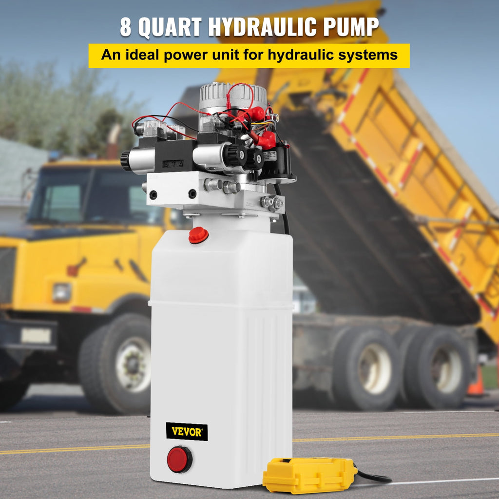 VEVOR 8L 12V DC Double Acting Double Solenoid Hydraulic Power Pack Tank ZZ004235