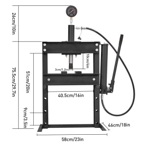 Heavy-Duty H-Frame Hydraulic Shop Press with Adjustable Pressure Gauge and 2 Press Plates for Garage Repairs