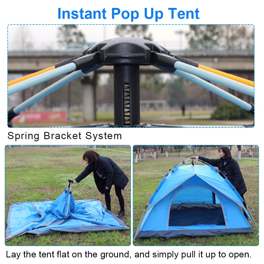 Instant Pop Up Tent for 3-4 Person Automatic Camping Tent Dome Tent Double Layer Waterproof Family Tent for Hiking Backpacking Beach