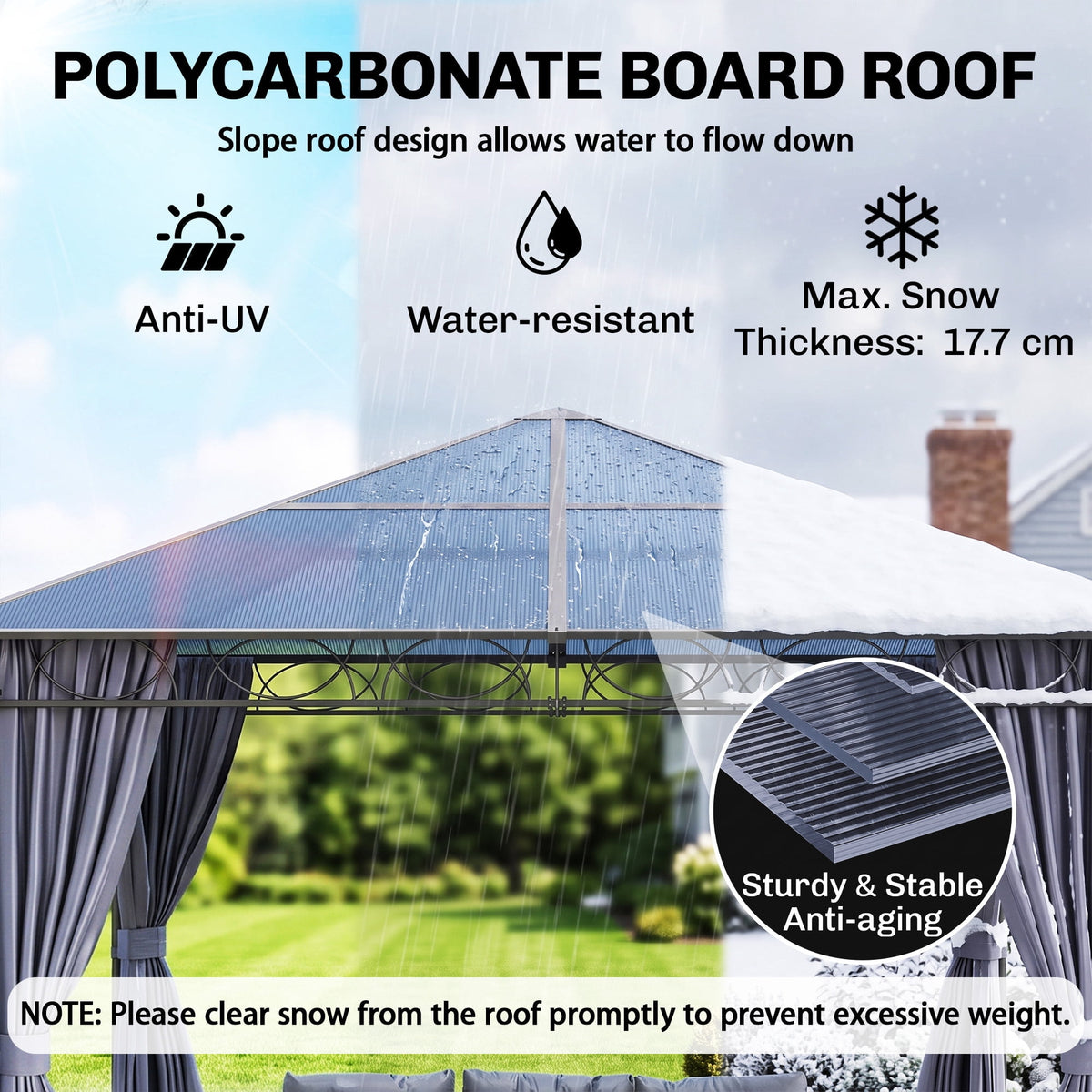 Outsunny 10' x 10' Hardtop Gazebo Canopy, Outdoor Patio Gazebo, Dark Grey