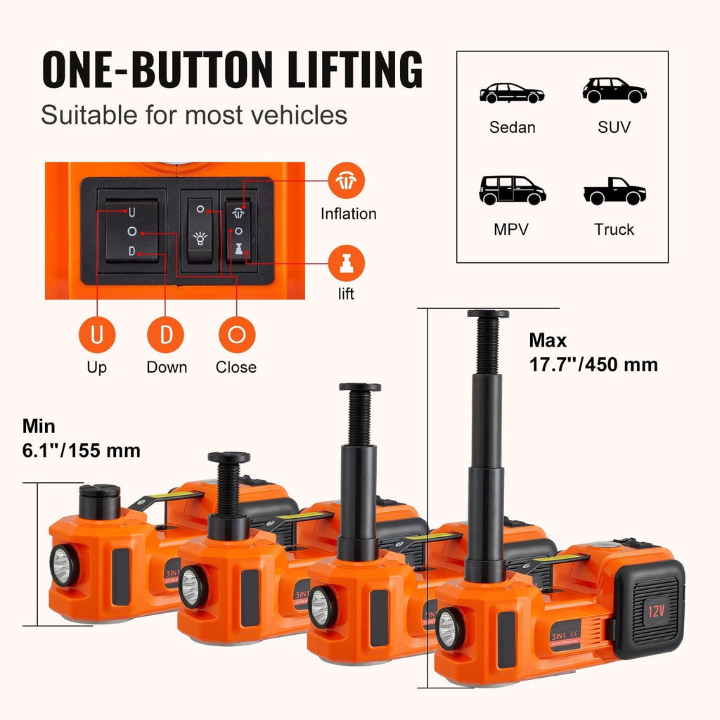 5 Ton Electric Car Jack 11023 LBS Hydraulic Jack Lift Portable Car Jack For SUV MPV Sedan Truck Change Tires Garage Repair ,Easy to Operate
