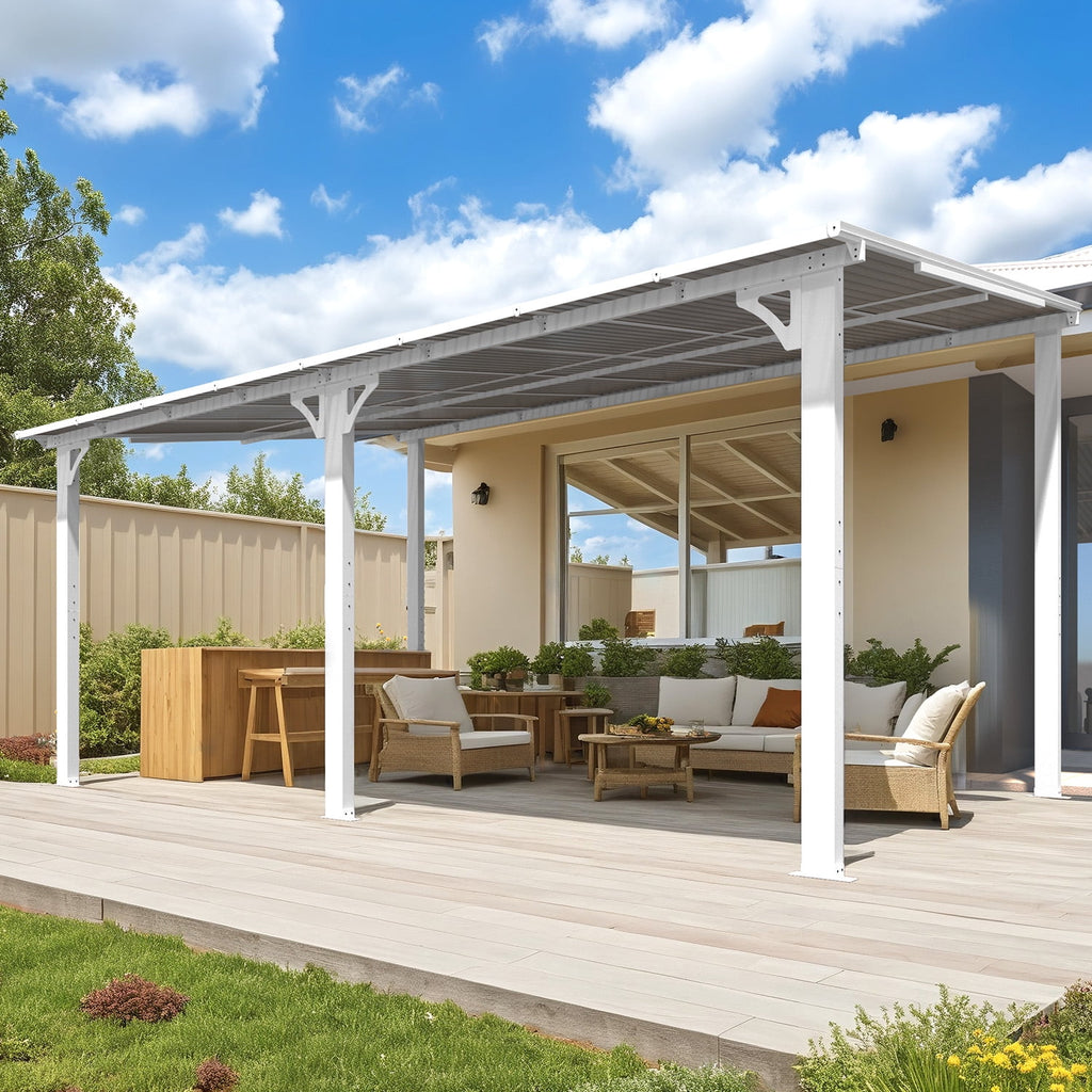 AECOJOY 10' x 16' Hardtop Gazebo Outdoor Aluminum Pergola for Garden, Patio, Backyard-White