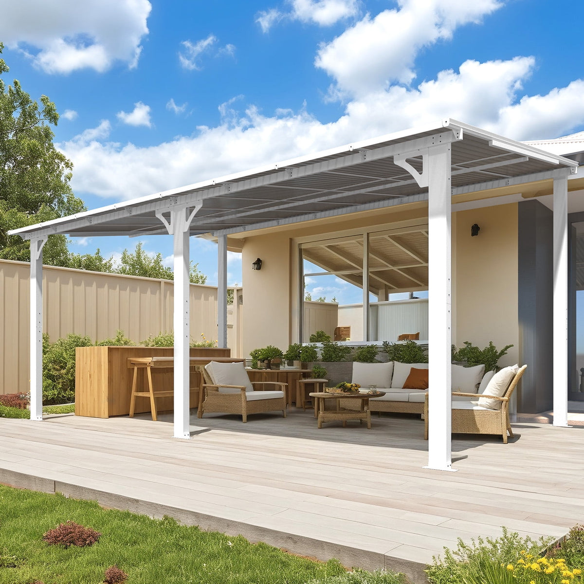 AECOJOY 10' x 16' Hardtop Gazebo Outdoor Aluminum Pergola for Garden, Patio, Backyard-White