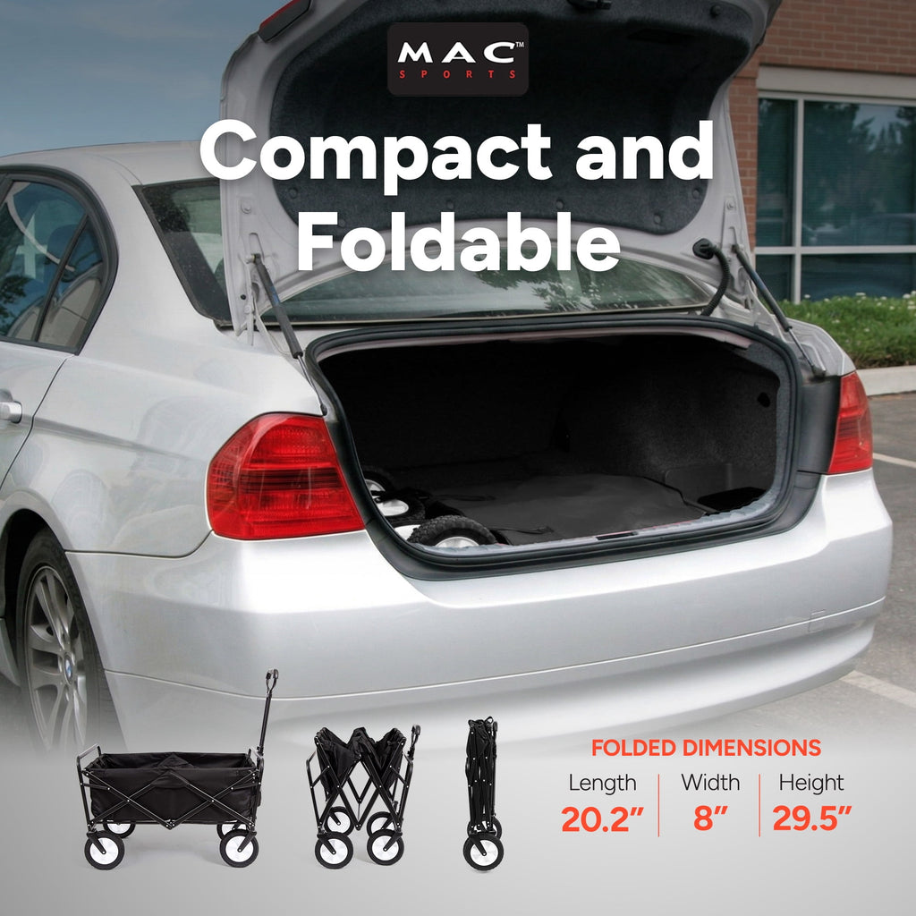 Mac Sports Collapsible Folding Outdoor Utility Garden Camping Wagon Cart, Black
