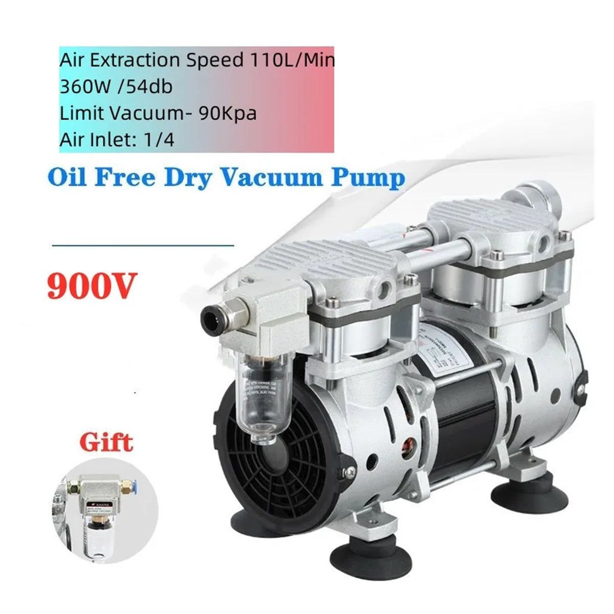 Oil Free Vacuum Pump Small Industrial Air Extraction Pump Test Room Suction Filtration Silent Negative Pressure Pump ,Easy to Operate