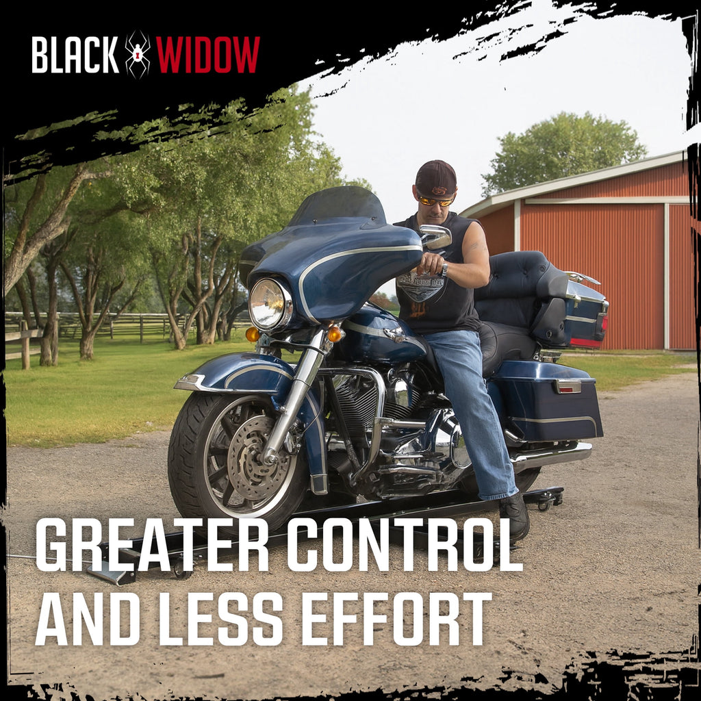Black Widow Heavy Duty Motorcycle Dolly, Chopper & Cruiser Garage Storage Ramp, Black