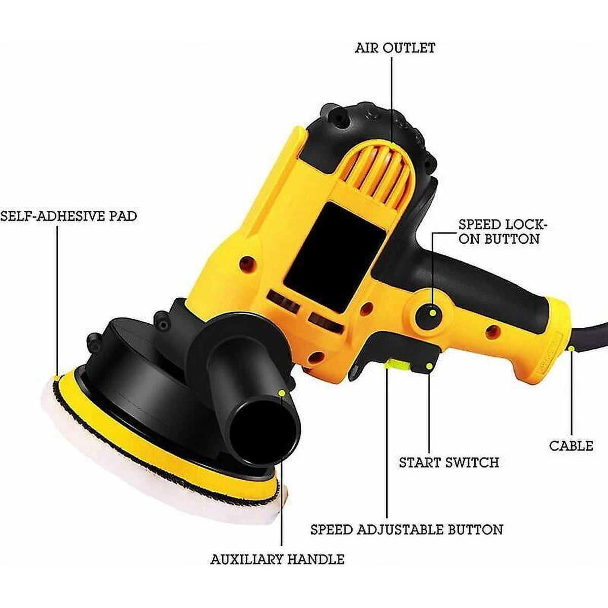 Car Polisher, 700W Electric Polisher for Metal and Furniture, Multifunctional Polishing Machine Glazing Sealing Car Polishing Adjustable Speed