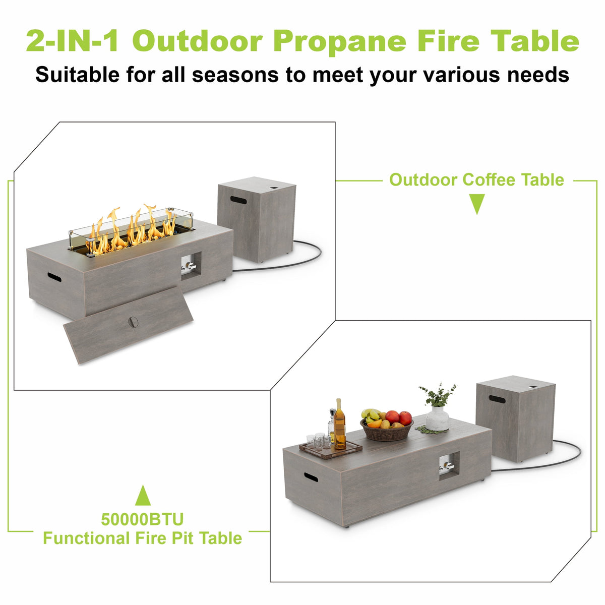 Evita 42'' 50,000 BTU Outdooor Propane Fire Pit Table with Adjustable Flame