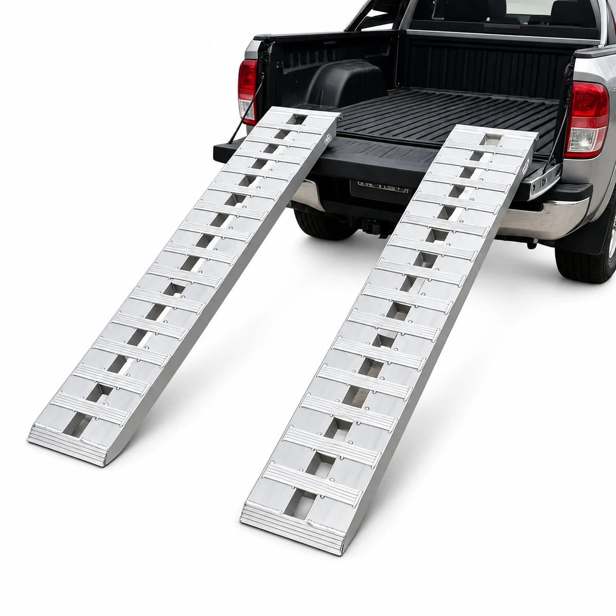 Aluminum Loading Ramps, 2-Pack, 96x15 Inches, 10,000 lb Capacity, Folding Non-Slip Design for Trucks and Tractors