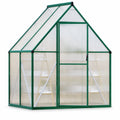 6x4 Ft Walk-In Polycarbonate Greenhouse, Aluminum Frame, Double Lockable Doors and Roof Vent, Green