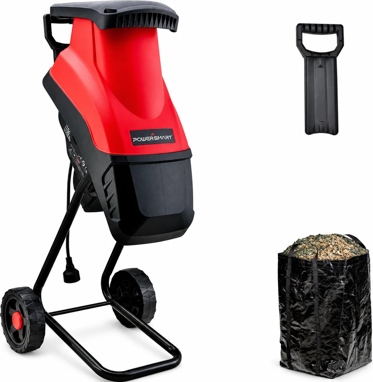 PowerSmart 1.77" 15-Amp 120V Electric Wood Chipper Shredder, with Collecting Bag