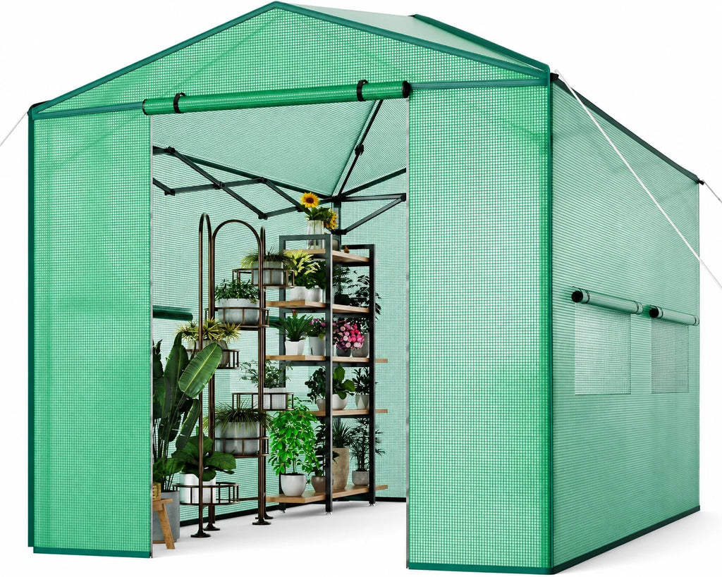 Garvee Outdoor pop up Walk-in Greenhouse 8’x 12’, for Garden Patio Backyard, Green