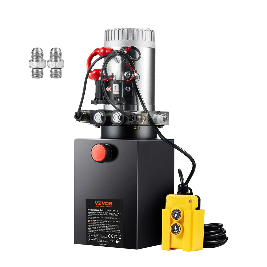 VEVOR 8-Quart Double-Acting Hydraulic Pump, DC 12V, 0.91 GPM, 3200 PSI Max, for Dump Trailers and Car Lifts