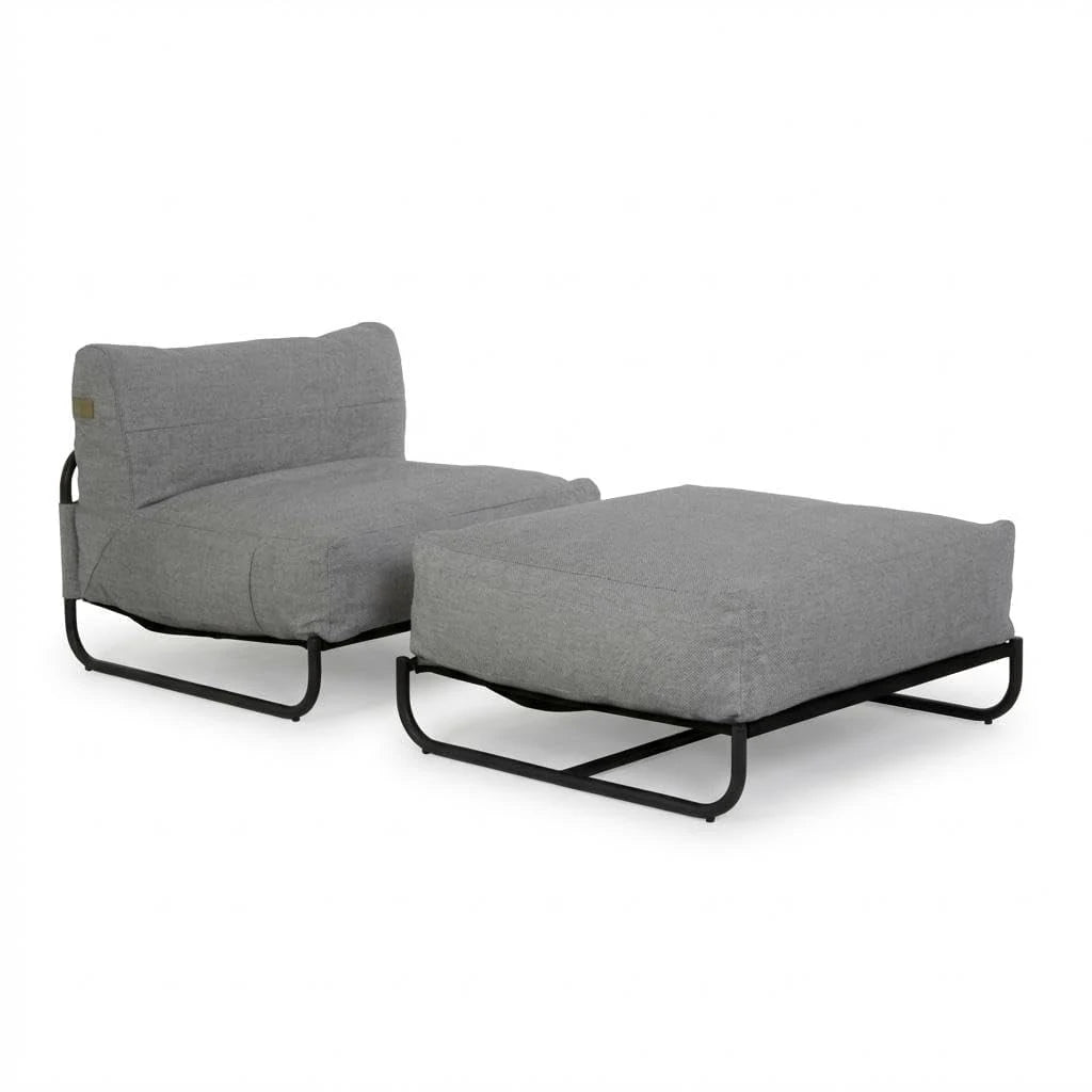 Towallmark Chaise Lounge Chair Set, Outdoor Patio Lounge Chair with Ottoman, Cloud Comfort Lounge Set for Poolside/Patio/Backyard, Light Gray