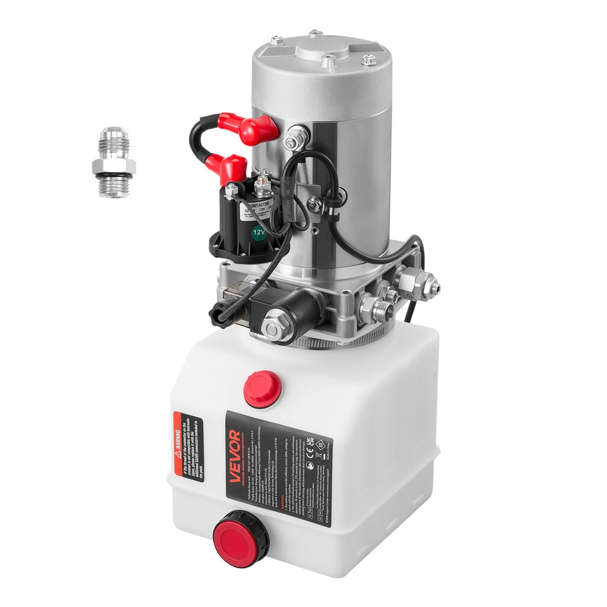 VEVOR 4-Quart Single-Acting Hydraulic Pump with Metal Reservoir, DC 12V, 3200 PSI Max, 0.91 GPM, for Dump Trailers
