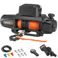 KFFKFF Electric Winch, 12000 lbs Load Capacity, 12V DC Truck Winch with Φ3/8 in x 92 ft Synthetic Rope, Wireless & Wired Remote Control