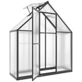 Outsunny Polycarbonate Greenhouse Walk-in Greenhouse with Swing Door, Black