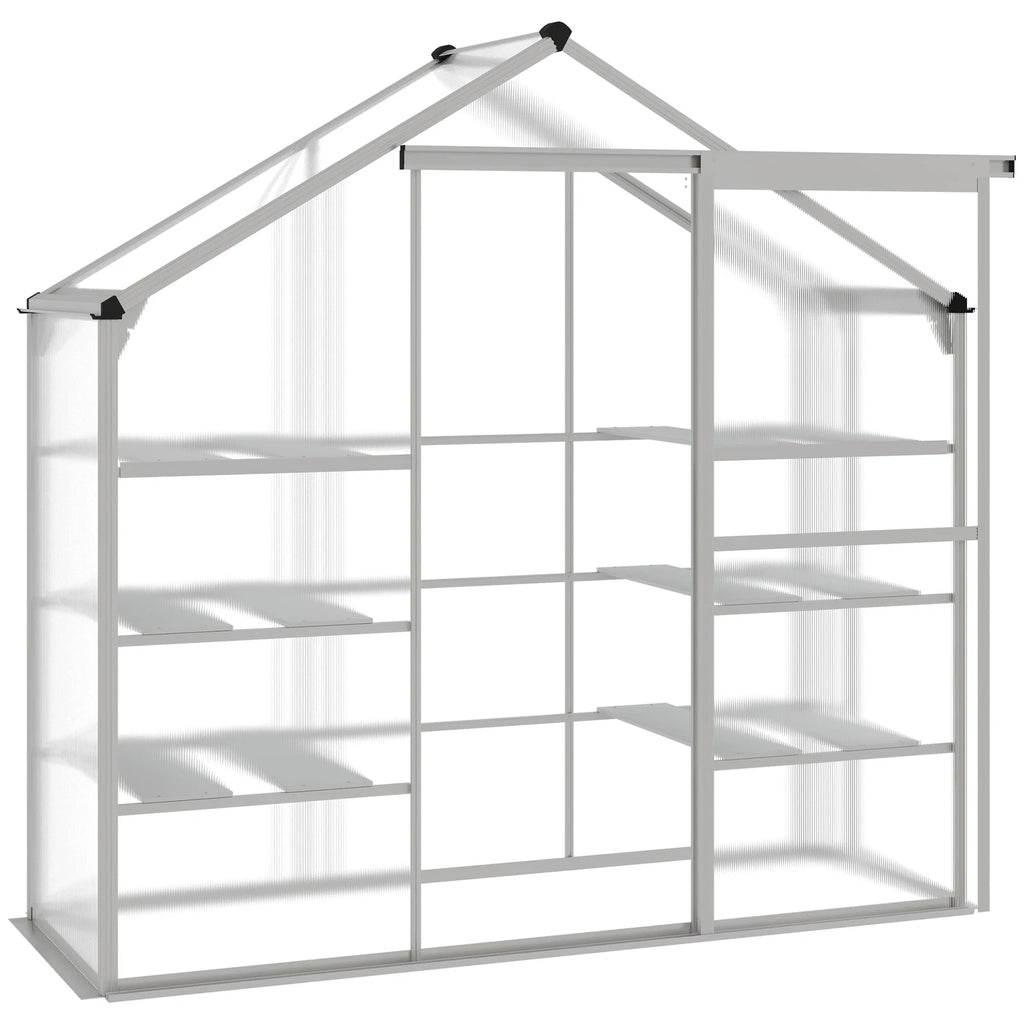 Outsunny Walk-in Greenhouse with 3-Tier Shelves, Polycarbonate Cold Frame