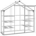 Outsunny Walk-in Greenhouse with 3-Tier Shelves, Polycarbonate Cold Frame