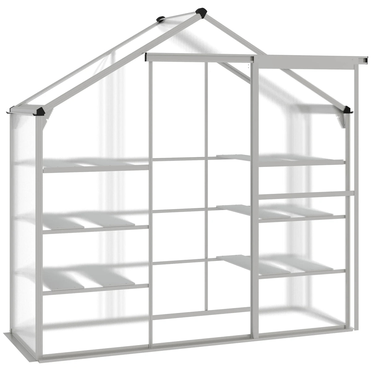 Outsunny Walk-in Greenhouse with 3-Tier Shelves, Polycarbonate Cold Frame
