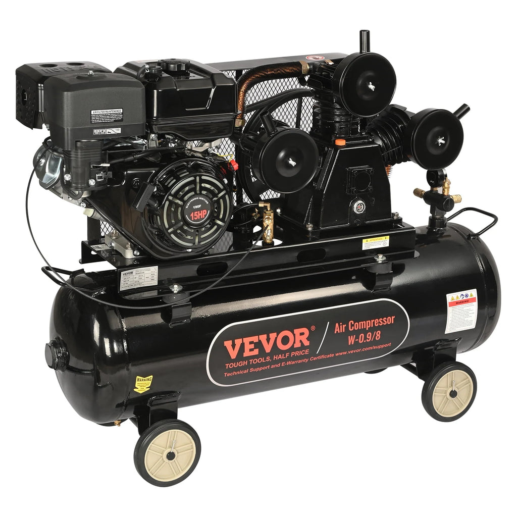 VEVOR 15 HP Gas-Powered Air Compressor, 30-Gallon Horizontal Tank, 33 CFM at 115 PSI, 115 PSI Max