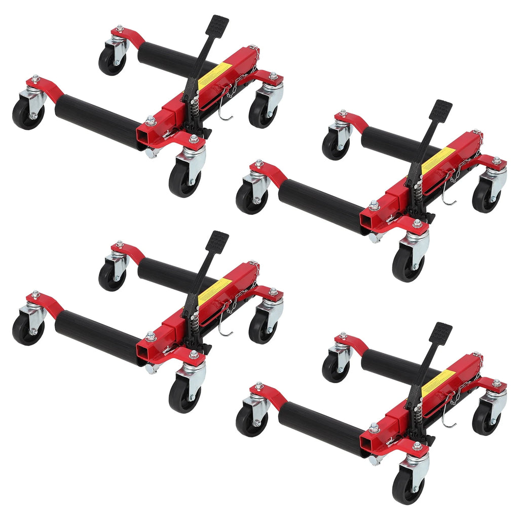 Hydraulic Car Wheel Dolly Jacks, Set of 2, 1500 lb Capacity, Non-Slip Foot Pedal for Vehicle Positioning, Red