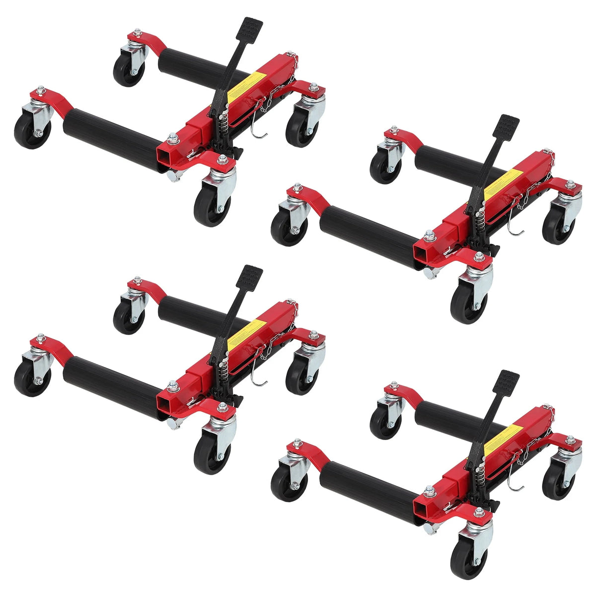 Hydraulic Car Wheel Dolly Jacks, Set of 2, 1500 lb Capacity, Non-Slip Foot Pedal for Vehicle Positioning, Red