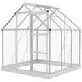 Outsunny 6' x 6' Walk-In Polycarbonate Greenhouse with Foundation Window