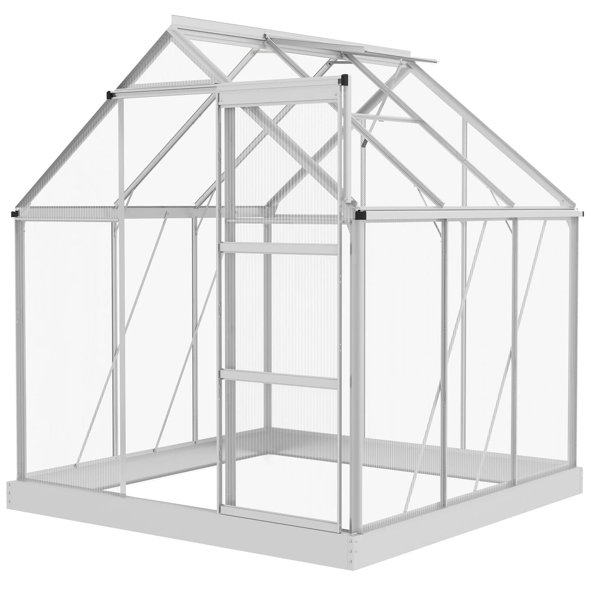 Outsunny 6' x 6' Walk-In Polycarbonate Greenhouse with Foundation Window