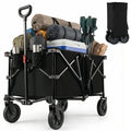 Gymax 38'' Collapsible Wagon Cart w/All-Terrain Wheels 2 Cup Holders Adjustable Handle